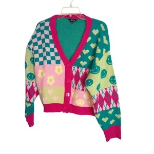 J.NNA -Colorful Patterned Women's Cardigan - Size S
